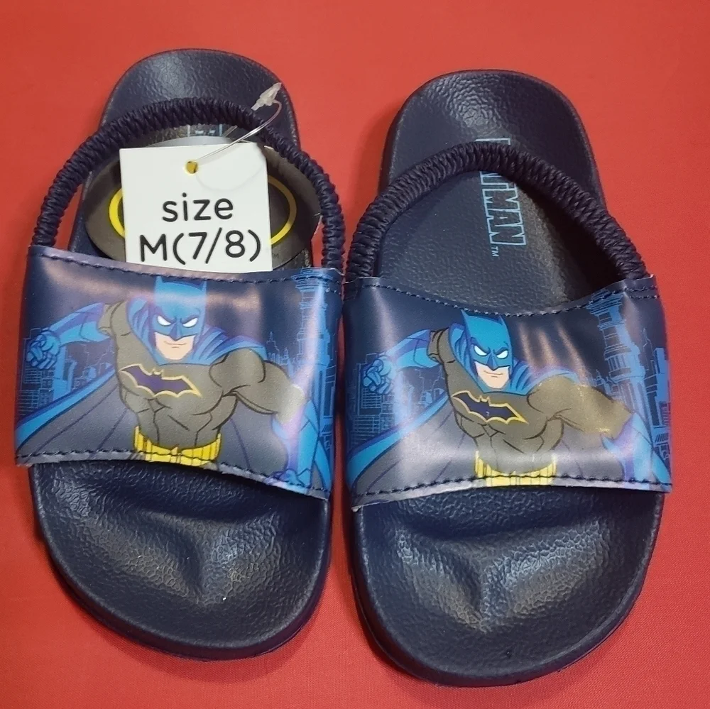 blue batman and red mickey flip flops set size M(7/8)